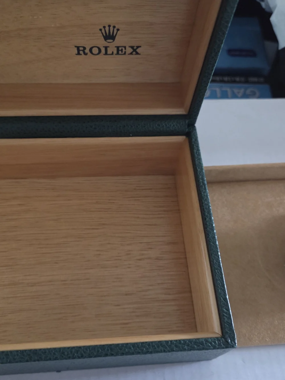 Rolex Dark Green Leather Authentic Case with Gold Rolex Crown Detail